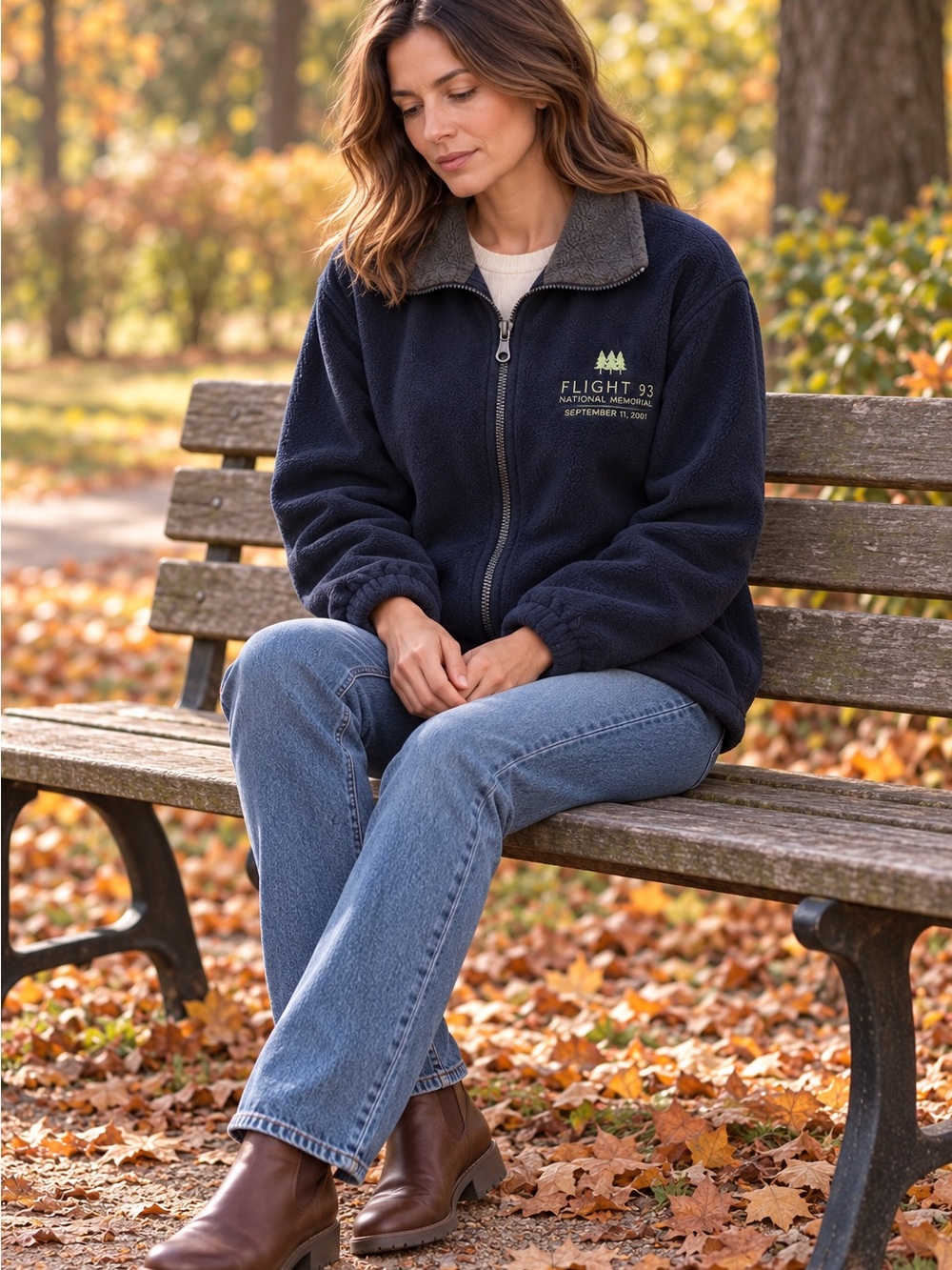 Flight 93 National Memorial Navy Fleece Jacket Small Made in USA
